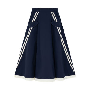 American Color-blocked Patchwork A-line Skirt