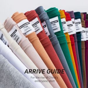 YOLO AG19000 Vintage Classic 190g Pure Cotton T shirt For Women and Men Siro Spinning Plain Short Sleeve Casual Loose Round Neck T-shirt