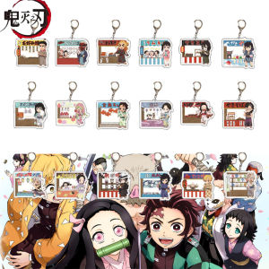 Anime Demon Slayer Keychain Figure Double-sided Acrylic Pendant Keychains for Women Men Bag Accessories Gifts