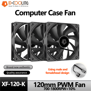 ID-COOLING XF-120-K Simplicity Efficiency PC Gamer Computer Case Fan 12V 4Pin PWM Adjust Speed Serializable Cooling Ventilador