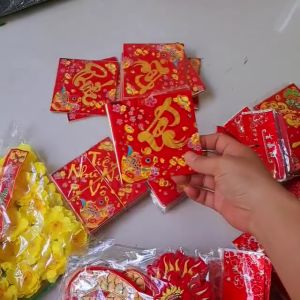 10 Tấm decal dán dưa hấu  bánh Tết có keo nhiều loại chữ  trang trí tết QT2018