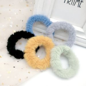 Korean version hair loop imitation lamb plush rubber band mink fur high elasticity meatball headband hair accessory.