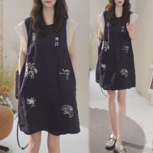 Shalldoer | Fashionable Print Splice Miniature Sleeve Dress Womens Style 2025 Summer New Design Versatile Dress Cleanfit A-Line Skirt