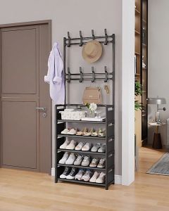 💢 ชั้นวางรองเท้าพร้อมราวแขวน 4-5 ชั้น ชั้นวางอเนกประสงค์ 41cm เปล่าเกลับ