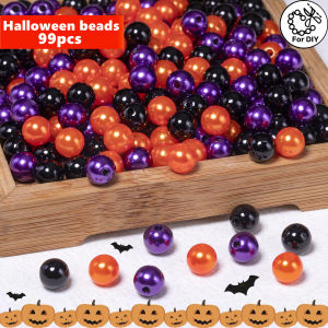 99 Chiếc Phong Cách Halloween 8 Mm Acrylic Hạt Bề Mặt Mịn Cho DIY Trang Sức Làm Bông Tai Dây Chuyền Vòng Tay Trang Trí Tiệc