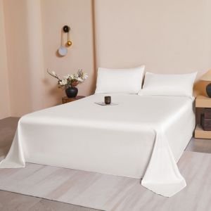 1 Ga Trải Giường Màu Trắng Mịn Như Lụa 100% Sợi Lyocell Từ Cây Bạch Đàn Cỡ King Thoáng Khí Thấm Hút Mồ Hôi Thân Thiện Với Da Dùng Được Cho Mọi Mùa