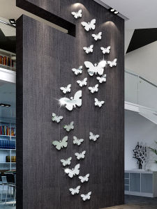 Nordic Style Butterfly 3D Wall Stickers Soft Mirror Living Room Bedroom Decorations Warm Acrylic Animal Pattern Wall Arrangement
