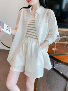 Áo Thun Chống Nắng Mùa Hè 2025 Áo Thun Rộng Rãi Mát Mẻ Áo Thun Chống Nắng Áo Thun Và Quần Ngắn Bộ Đồ Hai Mảnh Thời Trang