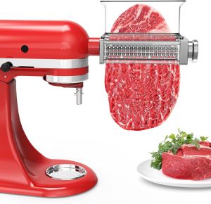 Máy Làm Mềm Thịt Có Thể Điều Chỉnh Được Dành Cho Máy Trộn Đứng KitchenAid - Thép Không Gỉ 3 Mức Độ Dày Tương Thích Với Các Mẫu 4.5-7 Quart