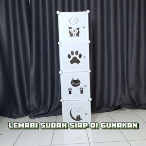 Lemari Pakaian Plastik 4 Susun Lemari Pakaian Portable Lemari Baju Lemari Minimalis Serbaguna