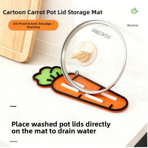 TIJU | Cute Carrot Kitchen Mat for Cover Pot Storage Insulation and Draining