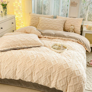 Winter Warm Milk Coral Fleece Bed Set 3 Pieces