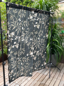 Yashlie Black Pomegranate Cotton Linen Printed Door Curtain Short Curtain Cabinet Decorative Half Curtain American Country Style