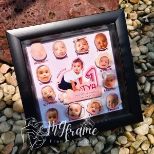 (0-12 Bulan) MILESTONE FRAME/Milestone Bayi/kado unik/kado ulangtahun/bingkai 3D pop up