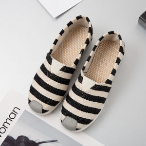 Womens Flat Beijing Canvas Shoes Spring Casual Breathable Soft Bottom Korean Style Lazy Single Shoes Low Help Rubber Sole