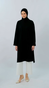 Tunik Wanita Dress Polos Oversize Baju Muslim Tunic Katun Combed 24s Slit