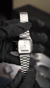 Jam Tangan Wanita Casio General AQ-230A-7AMQY Digital Analog Dial Stainless Steel Band