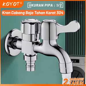 KOYOT Kran Cabang SUS 304 1/2 Inch Kran Air Double Kran Washing Machine