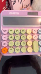 【Ohayo ของแท้】เครื่องคิดเลข12หลัก สีพาสเทล เหลือง/ม่วง/ฟ้า /ขาว เครื่องคิดเลขปุ่มใหญ่ จอใหญ่ 12Digits Calculator