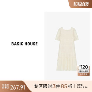 ชุดเดรสแขนสั้นผู้หญิงสไตล์ลำลองฤดูร้อนสีพื้น ชุดเดรสยาวคลุมเข่าคอวี กระดุมหลัง ผ้าฝ้ายผสมไนลอน