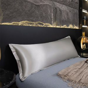ปลอกหมอนคู่สีทึบผ้าไหมน้ำแข็งกันน้ำใหม่หมอนฝาครอบป้องกัน -ขนาด: 48X120ซม./48X150ซม./48X180ซม. (1ชิ้น * ปลอกหมอน)