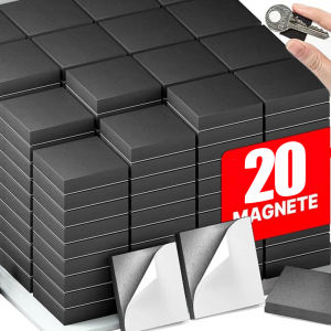 20PCS Self Adhesive Magnets Square Magnetic Sheets Soft Magnetic Sheet for Household Refrigerator DIY Craft Fridge Decor