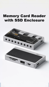 Hagibis M.2 NVMe SSD Enclosure USB C to M.2 SSD Case SD/Micro SD 4.0 High-Speed Memory Card Reader 10Gbps TF for Camera Laptops