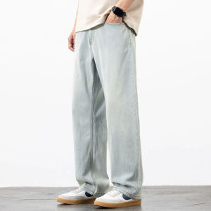 Slim Light Summer Mens Jeans Straight Loose Fit Vintage Wash