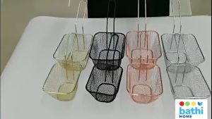 BATHI Keranjang Saringan Minyak Penggoreng Kentang Stainless Steel French Fries Deep Fryer Basket