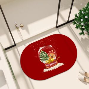 VIKAMA Christmas Diatomaceous Earth Bath Mat: Slip-Resistant & Quick-Drying Home Bathroom Toilet & Washroom Floor Mat floor