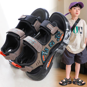 Boys Summer Sandals Anti-Slip Soft Sole Beach Slippers Magic Tape Casual Style Childrens Shoes Breathable Upgraded Version