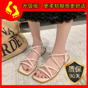 Fashionable Flat Roman Style Sandals Fairy Tale Low Heel Beach Casual Shoes PU Material Slip-On Womens Shoes Summer Season