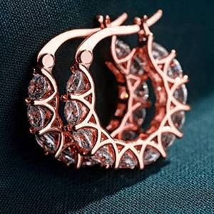 Huitan Unique Women Hoop Earrings Inlaid Shining Cubic Zirconia Trendy Special Accessories Jewelry for Wedding Party Daily