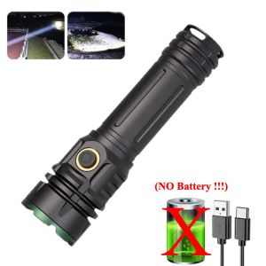 Super Bright LED Flashlight USB Rechargeable Long Range Torch Aluminum Alloy Tactical Handlamp Outdoor Camping Lantern