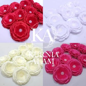 Bunga Mawar Gardenia Pita Satin Aplikasi Dekorasi Souvenir Hadiah Bungkus Kado Seserahan Dll Di jual Per 1 pcs