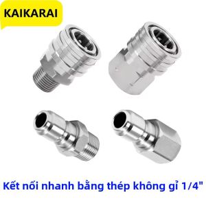 Bộ Phụ Kiện Máy Rửa Áp Lực Kết Nối Nhanh 1/4 Inch Thép Không Gỉ Đầu Nối Đực Sang Cái Ren Trong & Ngoài Vòi Phun Hợp Kim