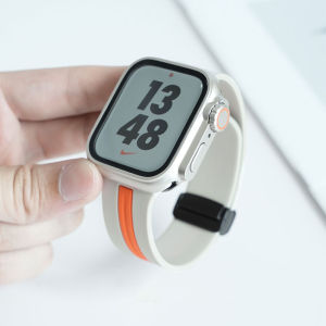สายรัดแม่เหล็กสำหรับนาฬิกา Apple อัลตร้าสายรัด44มม. 45มม. 49มม. 40มม. 41มม. 42มม. 38มม. 45มม. สร้อยข้อมือซิลิโคน IWatch Series 9 7 8 Se 6 5 4 3 2 1