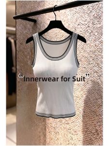 V.C.I | Xiaoxiang Style Ice Silk Knit Neck-Looped Backless Camisole Womens Short French Chic Vest for Suit