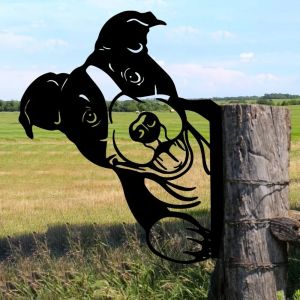 1pc Adorable Dog-Shaped Iron Wall Art 2024 - Ideal for Garden Party and Outdoor Fence Decor