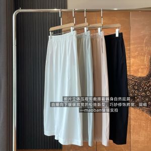 Lightweight Cool Feel Quick Dry Elastic Waist Women Casual Trousers