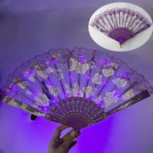 LED Luminous Foldable Fan Glow Dancing Light Hand Fan Night Performance Party Decoration Glow In The Dark Supplies Decor