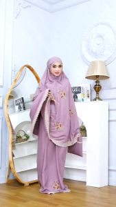 Mukena Dewasa Katun Mikro Bordir Naura Renda Mewah