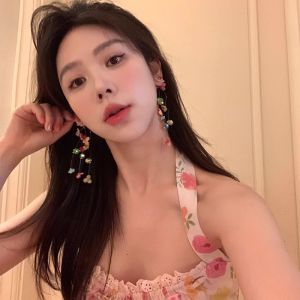 ต่างหูจี้ลูกปัดดอกไม้ดีไซน์ใหม่ 925 เงินแท้ อุปกรณ์ตกแต่งผมแฟชั่น ห้อยแบบยาว ต่างหูแบบหัวเข็มขัด