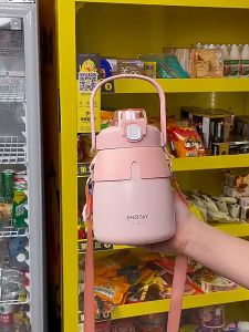 316 Stainless Steel Thermos Water Bottle 900ml Sport Kids Big Belly Straw Water Bottle Drink Bottles 900ml 大肚杯儿童保温杯吸管水壶水杯316不锈钢保温杯水壶