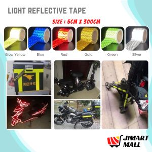 LIGHT REFLECTIVE TAPE Reflect Sticker Warning Safety Luminous Film Motorcycle Delivery Bag Car Lorry Scooter Baby Motor Stiker Kereta 汽车反光安全贴纸