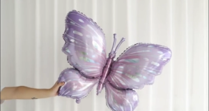 Purple Butterfly Balloon Large Gradient Butterfly Foil Mylar Balloon Flower Balloons For Wedding Baby Shower Birthday Butterfly Themed Party Decoration