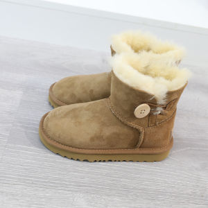 Australian Fur Integrated Matching Wool Boots Winter Classic One Button Bows Childrens Snow Boots Female
