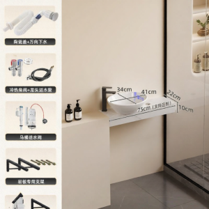 NIUNAISI | Toilet with Wash Basin Combo Integrated Bathroom Toilet Rock Panel Sink