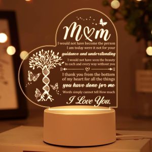 Mom Birthday Gifts Night Light Mom Gifts For Christmas Mothers Day Birthday Thanksgiving Acrylic Night Lamp Gifts For Mom