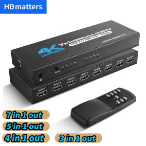 HDMI 2.0 Switch 7 in 1 out 4K 60Hz HDMI Switch 5X1/4X1 HDR HDMI 2.0 Switcher remote for PS5 Xbox Series X NS Switch PC 4K HDTV
